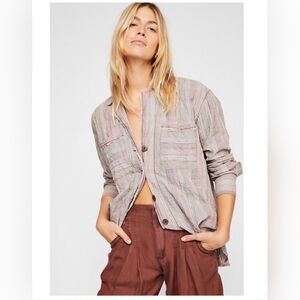 Free People High Tide Striped Oversized button down